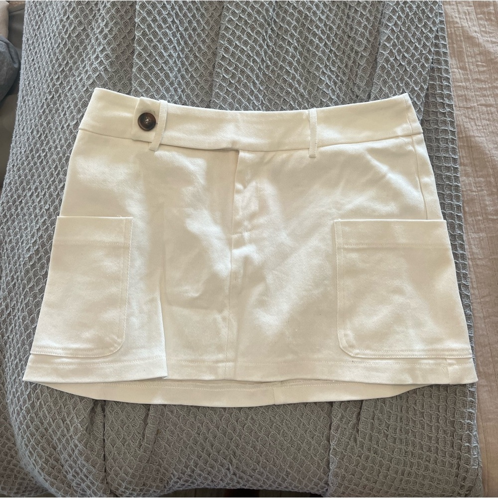 Princess polly white mini denim skirt